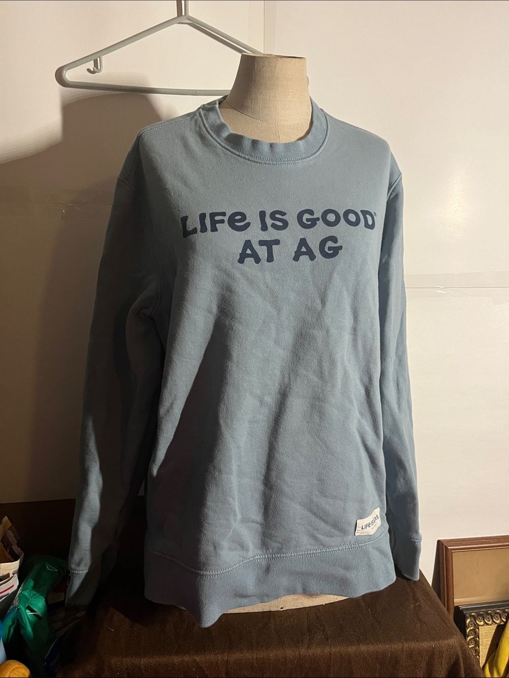 🌹Unisex Life is Good At AG sweatshirt ribbed cuffs double sided graphics medium